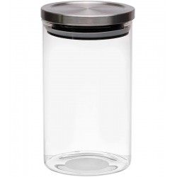 Pote 1 Litro 17,5cm Vidro Hermético Com Tampa Inox